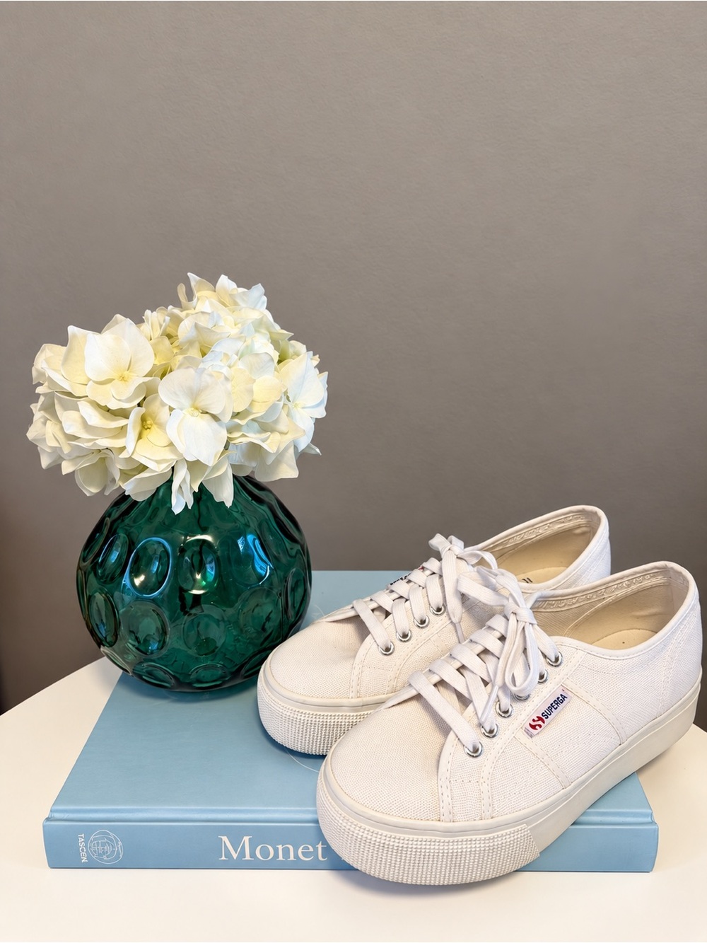 Superga White Canvas Low-Top Platform Sneakers - Picture 3 of 4